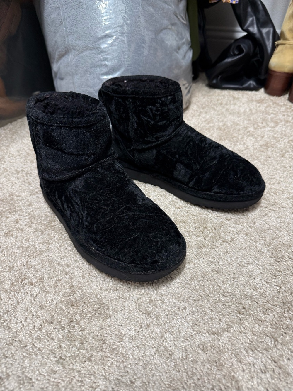 UGG Black Plush Short Winter Boots